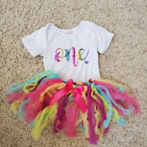 Rainbow "one" onesie and tutu set